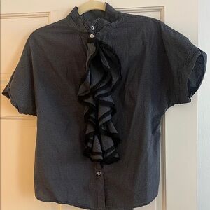 Billy Reid Plaid Black Ruffle Shirt